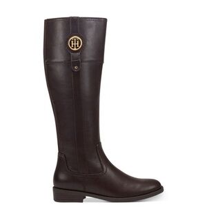 TOMMY HILFIGER Womens Brown Logo Imina Round Toe Riding Boot Size 6 1/2